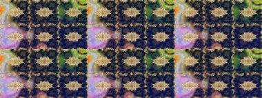 Mavi renklerdeki altın element. Antika altın tekrarlanabilir duvar kağıdı. Barok tarzında altın çiçekli süs. Şam çizimi tekrarlanan desen.