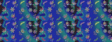 Eskiz modeli etnik tasarım. Yatak çarşafları, ceket, paket tasarımı, kumaş ve moda kavramları için tekstil baskısı. Çiçekleri, deniz kabukları, mandalaları ve suluboya efektleri olan deniz altyapısı.