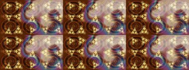 Raster illüstrasyonu. Şirin çiçekli eskiz deseni ve kahverengi renkli yapraklar, suluboya çiçek deseni, duvar kağıdı, kart veya kumaş için fayanslı.