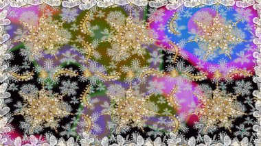 Klasik raster şablonu. Tekrarlayan elementlerle kusursuz soyut arkaplan. Gri ve altın desenli.