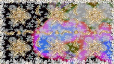 Raster illüstrasyonu. Kusursuz soyut bir arkaplan. Oriental raster klasik gri ve altın desenli.