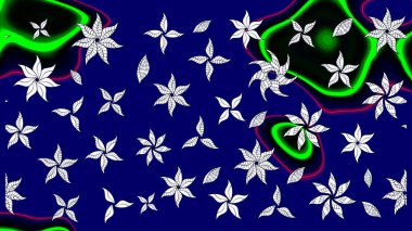 El yapımı çiçek ve bitki koleksiyonu. Raster illüstrasyonu. Şirin karalamalı çiçek desenli çizim. Robot resim tarzı mavi renkler. Raster illüstrasyonu.