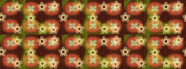 Renkli arka planda izole tatlı kar taneleri. Raster illüstrasyonu. Kar taneli turuncu, nötr ve kahverengi renkler.