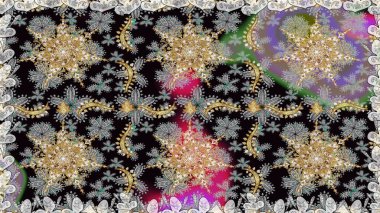 Gri ve altın desenli. Klasik raster şablonu. Tekrarlayan ögelerle kusursuz soyut arkaplan.