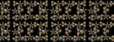 Siyah, kahverengi ve sarı kar tanelerinden izole edilmiş. Güzel bir kış süsü. Kar taneleri koleksiyonu. Raster illüstrasyonu.