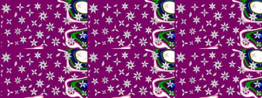 Sevimli çiçek raster deseni. Renkli Bahar Teması eskiz kalıbı. Mor renkli çiçekler. Düz Çiçek Elementleri Tasarımı.