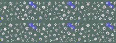 Kumaş, duvar kağıdı ve kağıt üzerine baskı yapmak için gelişen arka plan. Raster illüstrasyonu. Eski usul küçük çiçekli şirin bir eskiz deseni. Moda arka planında parlak buketler.