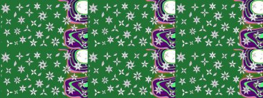 Üzerinde yeşil renkte karalamalar olan çiçek desenleri çiz. Raster illüstrasyonu.