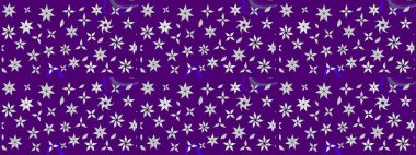 Asya tekstil tarzında. Çiçek desenli çizim. Raster illüstrasyonu. Raster illüstrasyonu. Mor renkte çiçekler.