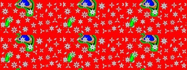 Çizgi çizimi kalıbı. Şirin çiçekler. Raster Moda kumaş deseni.