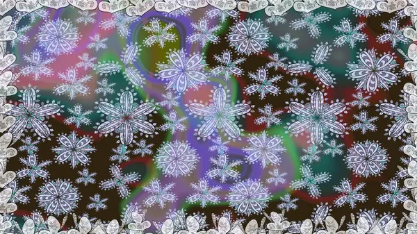 Çiçeksiz desenli arka plan. Düz Çiçek Elementleri Tasarım Raster illüstrasyonu. Renkli Bahar Temalı Kusursuz Arkaplan. Tarafsız renklerde çiçekler.