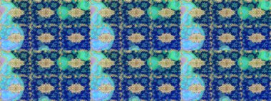 Damask çizim kalıbı arka planı tekrarlıyor. Antika altın tekrarlanabilir duvar kağıdı. Mavi renklerdeki altın element. Barok tarzında altın çiçek süsü..