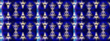 El çizimi, dövme stili karalama, kumaş tasarımı ve Raster illüstrasyonunda kartlar. Sanat terapisi tarzı Zen çizimi için mavi ve mor mandala şeklinde kar taneleri.