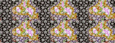 Şirin çiçek elementleri. Robot resim. Raster illüstrasyonu. Tarafsız renklerde çiçekler.