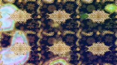 Mavi renkler ve altın elementler üzerine çizim. Klasik klasik klasik arka plan. Geleneksel oryantasyon süsü. Klasik Raster altın eskiz modeli..