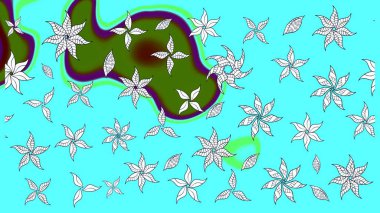 Mavi renkli çiçek desenli çizim. Suluboya tarzında mavi renkte çiçekler.