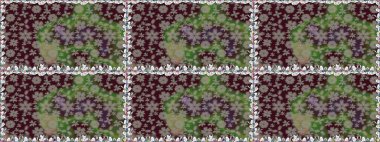 Düz Çiçek Elementleri Tasarım Raster illüstrasyonu. Kahverengi renkli çiçekler. Çiçeksiz desenli arka plan. Renkli Bahar Teması Kusursuz Arkaplan.