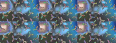 Kar Tanesi Simgesi. Raster illüstrasyonu. Kar taneleri mavi, gri ve yeşil renklerde izole edilmiş. Raster illüstrasyonu.