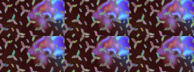 Raster kış deseni. Çiçek Elementleri 'nin soyut geçmişi. Raster illüstrasyonu. Kahverengi, mor ve mor renkler üzerine tasarım.