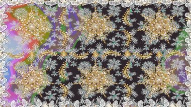 Antika altın tekrarlanabilir duvar kağıdı. Damask pürüzsüz yineleme kalıbı. Gri renklerdeki altın element. Barok tarzında altın çiçekli süs..