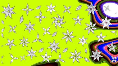 Yeşil renkli çiçekler. Kumaş desenli papatya çiçekleri ayrıntıları.