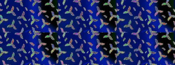 Mavi, siyah ve yeşil renkler. Raster illüstrasyonu. Noel ve yeni yıl moda baskıları için tatil tasarımı. Kar tanelerinin soyut arkaplanlı Noel deseni.