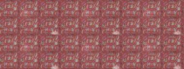 Raster deseni. Raster illüstrasyonu. Nazik, bahar çiçekleri pembe, kırmızı ve nötr renklerde. Patlayan çiçekler soyut yerleştirilmiş.