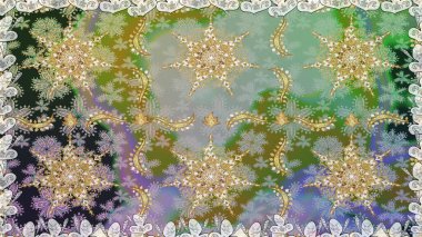 Kusursuz oryantal klasik altın desen. Tarafsız renklerde altın tekrarlayan elementler içeren Raster soyut arkaplanı.