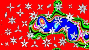 Güzel, parlak, pürüzsüz kumaş, tuval. Raster illüstrasyonu. Çiçek çelengi. Desen, çizim, çiçek sınırı. Eski moda arka plan. Kıvırcık, parlak örgü.