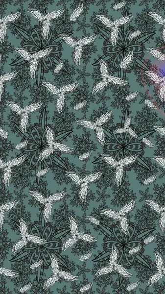 Patlayan çiçekler soyut olarak yerleştirilmiş. Tarafsız renklerde bahar çiçekleri. Raster illüstrasyonu. Raster deseni.