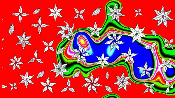 Güzel, parlak, pürüzsüz kumaş, tuval. Raster illüstrasyonu. Çiçek çelengi. Desen, çizim, çiçek sınırı. Eski moda arka plan. Kıvırcık, parlak örgü.