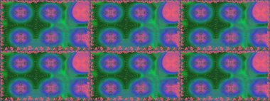 Renkli Bahar Temalı Kusursuz Arkaplan. Raster. Düz Çiçek Elementleri Tasarımı.