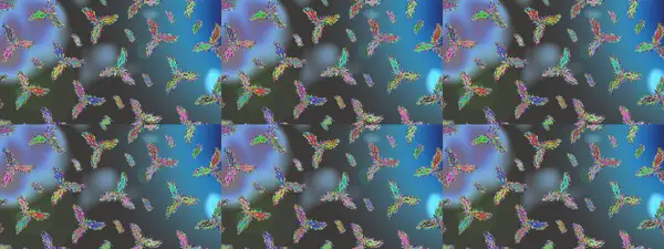 Basit bir kar tanesi. Mavi, gri ve yeşil renklerde şirin kar taneleri. Soyut duvar kâğıdı, ambalaj dekorasyonu. Kışın sembolü, mutlu noeller, mutlu yeni yıl kutlaması Raster illüstrasyonu..