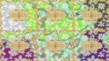 Raster altın desen. Kıvrımlı çizimler. Doğulu stil, altın elementlerle altın deseni nötr renklerle donatır..