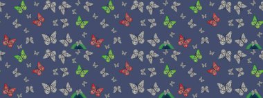 Mavi renkli illüstrasyon. El çizimi, suluboya desenli kelebeklerin çizimi. Klasik tarzda hem de. Raster illüstrasyonu.