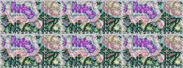Raster illüstrasyonu. Renkli desenli kusursuz desenli, nötr ve yeşil çiçekli ve dekoratif elementli. Kumaş, tekstil, duvar kağıdı baskısı için. Eski usul. Kusursuz arkaplan.