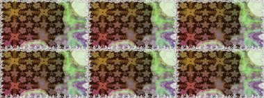 Raster Çiçek İllüstrasyonu güzel tekstil. Kahverengi renklerde etnik çiçeklerle kusursuz bir desen..