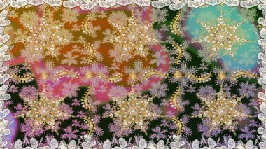 Kusursuz desenli altın elementler. Kart, duvar kağıdı, ambalaj ve tekstil için klasik tasarım. Klasik çiçek dokusu. Raster illüstrasyonu. Altın şablon. Gri renkli Royal retro.