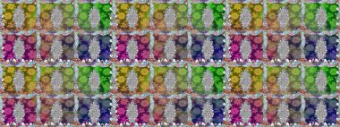 Raster illüstrasyonu. Kusursuz desen. Hint süsü. Çiçek duvar kağıdı. Renkli süs kenarı. Yeşil renklerde.