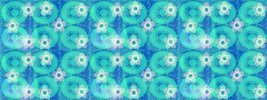 Çiçekler suluboya tarzında yeşil, mavi ve nötr renklerde. Suluboya kusursuz desen. Çiçek izi.