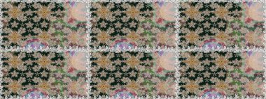 Renkli Yaz Temalı Kusursuz Arkaplan. Gri renkli çiçekler. Düz Çiçek Elementleri Tasarımı. Çiçekli pürüzsüz retro desen.