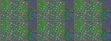 Renkli kelebeklerin kusursuz arka planı. Albüm için resim. Yeşil ve mavi renkli sanat kelebekleri. Raster illüstrasyonu.