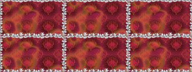 Düz Çiçek Elementleri Tasarımı. Güzel kumaş deseni. Renkli Bahar Temalı Kusursuz Arkaplan. Zentangle soyut çiçekleri. Raster illüstrasyonu. Çiçek tozu..