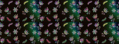 Sevimli çiçek raster deseni. Düz Çiçek Elementleri Tasarımı. Modaya uygun kumaş deseni. Renkli Yaz Teması çizim şablonu.