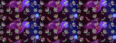 Şirin çiçekler. Çizgi çizimi kalıbı. Raster Moda kumaş deseni.