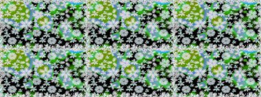 Raster illüstrasyonunda kusursuz çiçek deseni. Çiçekler suluboya tarzında yeşil ve nötr renklerde.