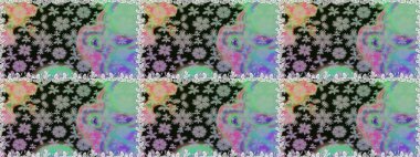 Kusursuz çiçek deseni. Raster illüstrasyonu. Raster illüstrasyonu. Gri ve nötr renkte çiçekler. Asya tekstil tarzında.