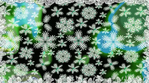 Çiçek kolajı. Küçük çiçekte güzel bir desen var. Çiçek arkaplan. - Yeşil çiçekler. Doğa. Raster deseni. Çiçek bileşimi.