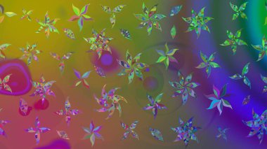 Raster illüstrasyonu. Küçük çaplı çiçeklerdeki basit şirin desenler. Tekstil veya kitap kapakları, imalat, duvar kağıtları, baskı, hediye paketi ve yapıştırma kitabı için çiçek eskiz geçmişi.