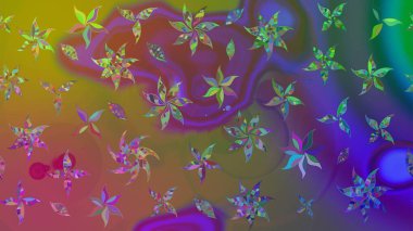 Düz Çiçek Elementleri Tasarım Raster illüstrasyonu. Kahverengi renkli çiçekler. Renkli Bahar temalı eskiz kalıbı. Çiçekli çiçek deseni, suluboya..